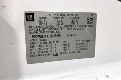 2017 Chevrolet Express 2500 Work Van Cargo