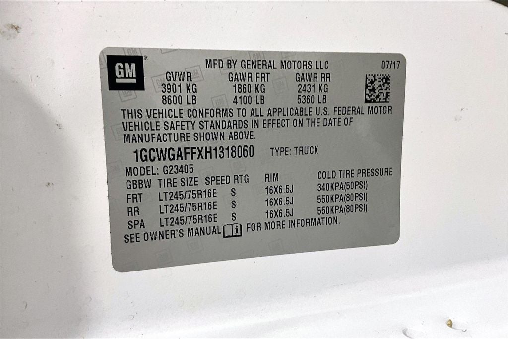 2017 Chevrolet Express 2500 Work Van Cargo