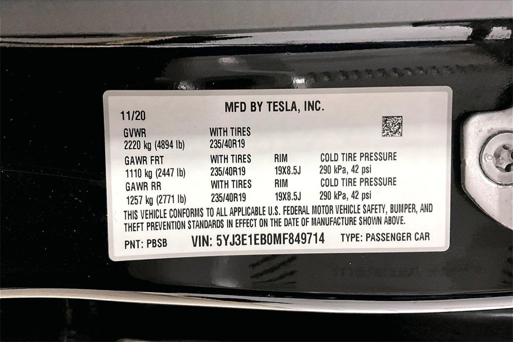 2021 Tesla Model 3 Long Range