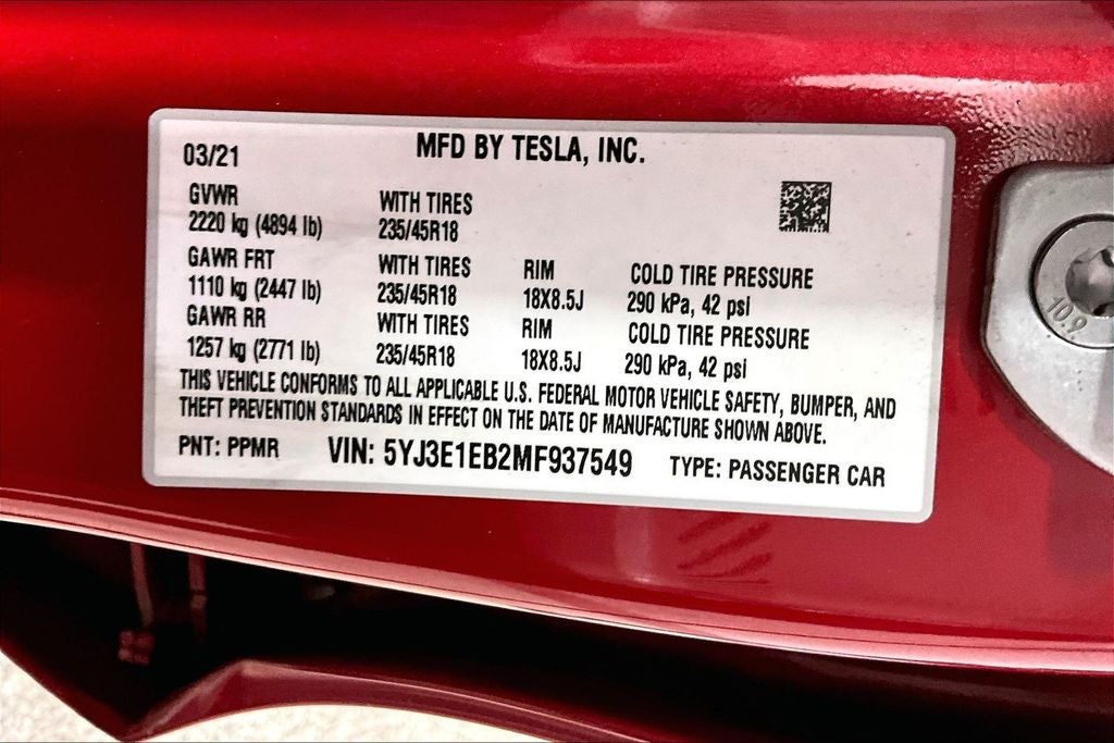 2021 Tesla Model 3 Long Range